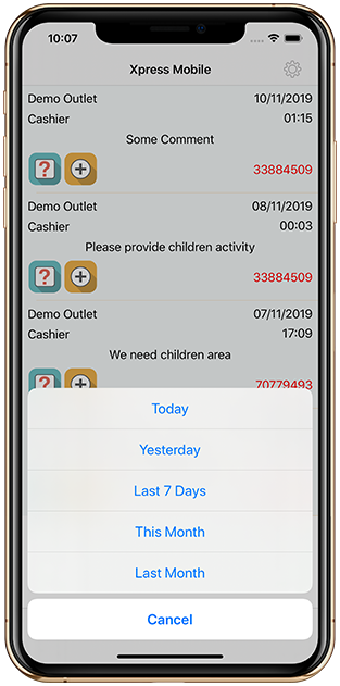 Xpress Mobile - Filter By Date